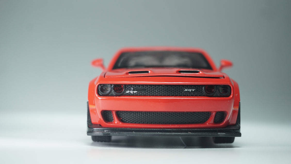 Dodge Challenger Red diecast model car, 1:32 scale