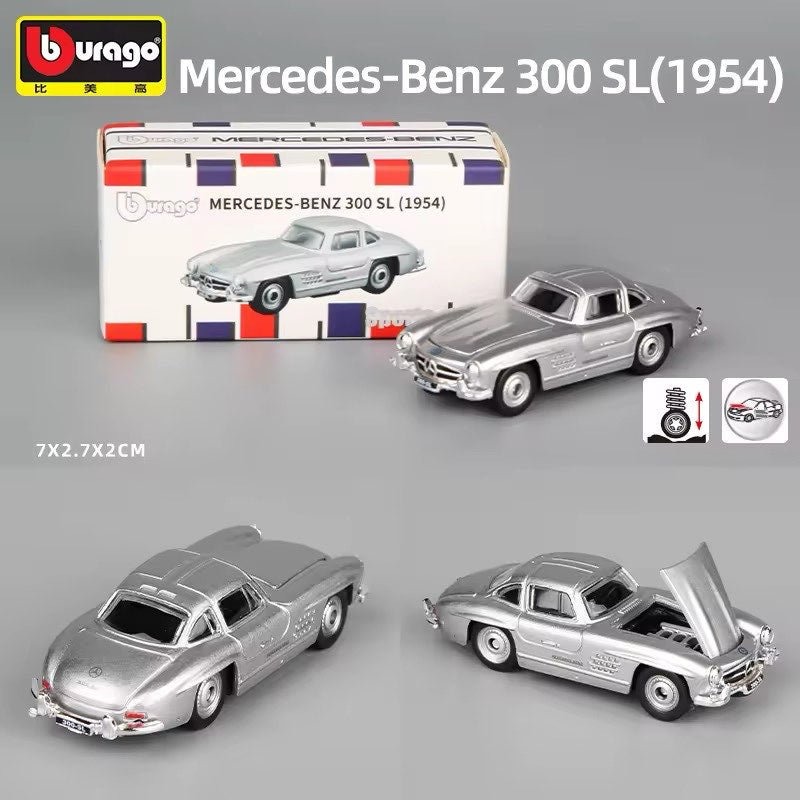 Bburago 1954 Mercedes-Benz 300 SL Silver diecast model car, 1:64 scale