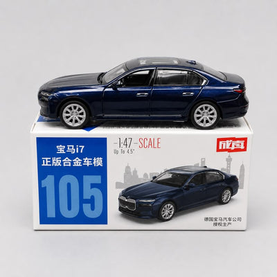 BMW i7 Blue diecast model car, 1:47 scale