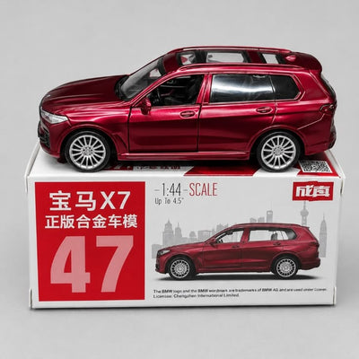 BMW X7 Red diecast model car, 1:44 scale