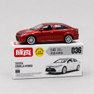 Toyota Corolla Hybrid Red diecast model car, 1:43 scale