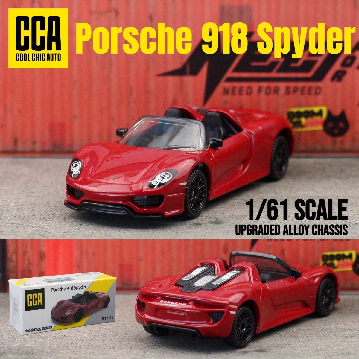 CCA Porsche 918 Spyder Red diecast model car, 1/64 scale