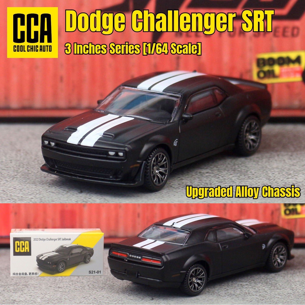 CCA Dodge Challenger Black diecast model car, 1/64 scale
