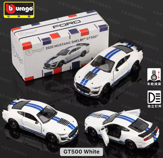 Bburago Ford Mustang GT500 White diecast model car, 1:64 scale