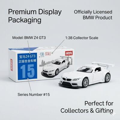 BMW Z4 GT3 White diecast model car, 1:38 scale