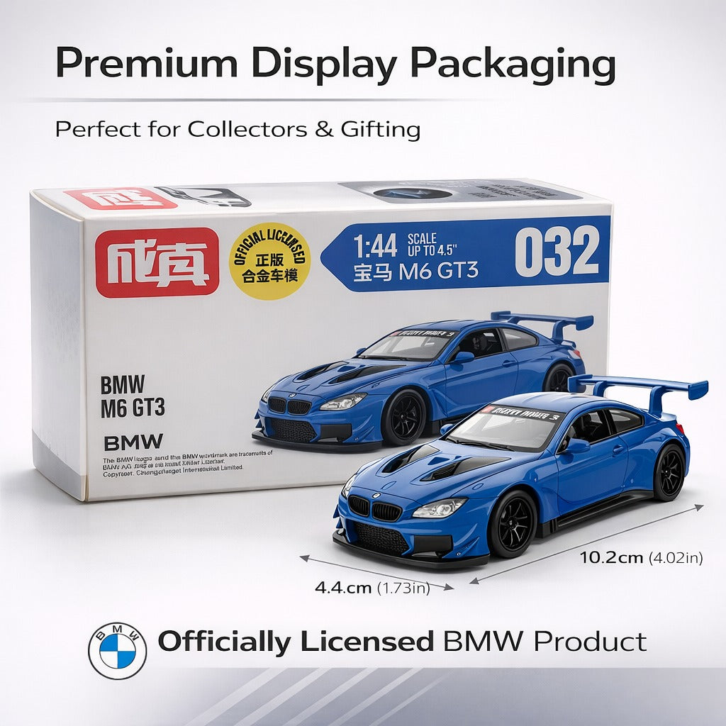 BMW M6 GT3 Bluediecast model car, 1:44 scale