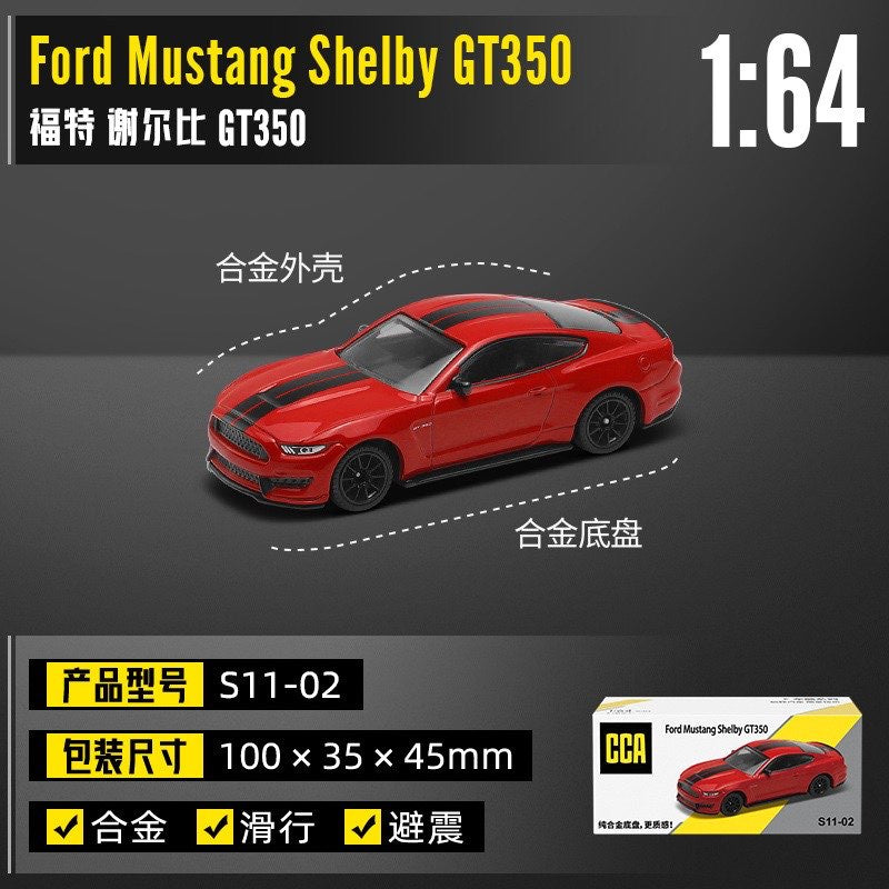 CCA Ford Mustang Shelby GT350 Red diecast model car, 1/64 scale