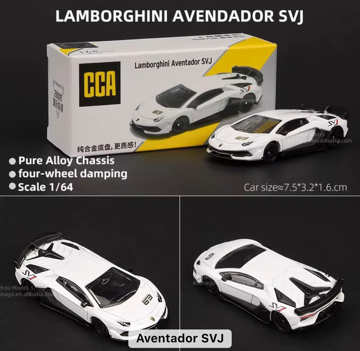 CCA Lamborghini Aventador SVJ White diecast model car, 1/64 scale