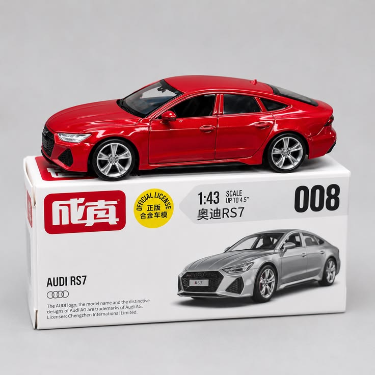 Audi RS7 Red diecast model car, 1:43 scale