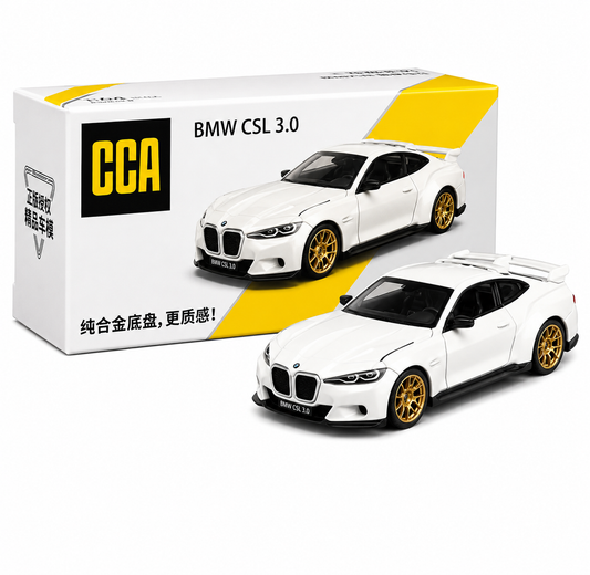CCA BMW CSL 3.0 White diecast model car, 1/64 scale