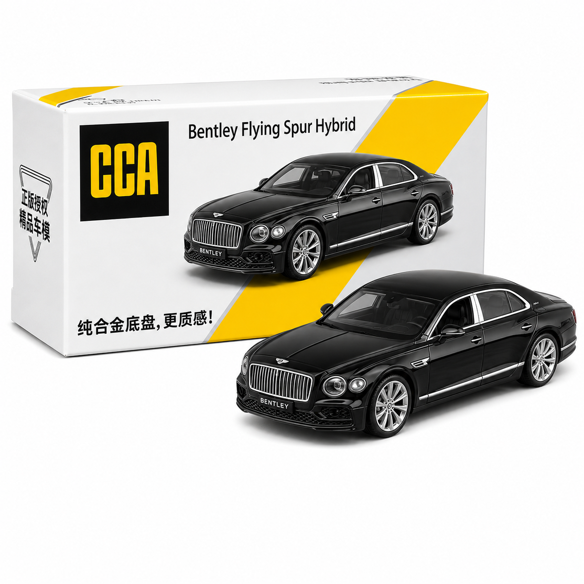 CCA Bentey Flying Spur Hybrid Black diecast model car, 1/64 scale