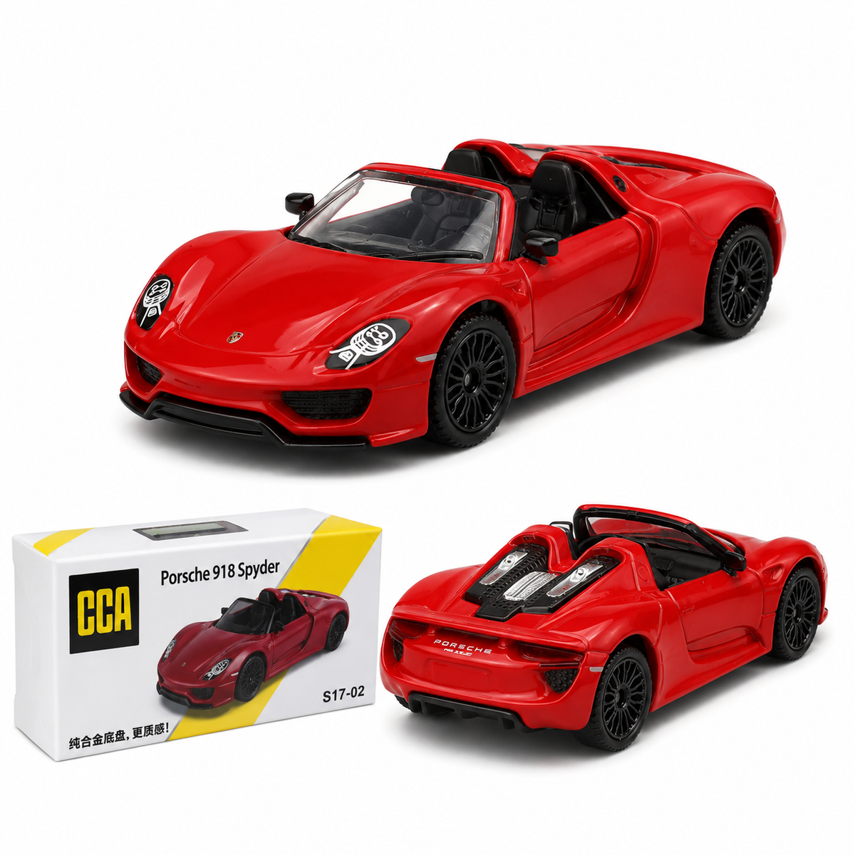 CCA Porsche 918 Spyder Red diecast model car, 1/64 scale