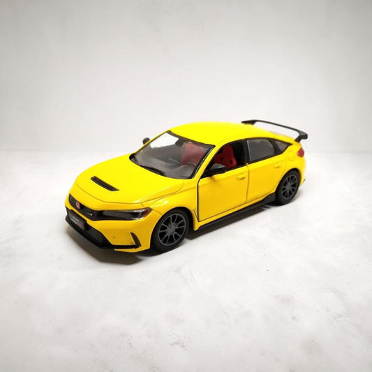 Kinsmart Honda Civic Type R 2024 Yellow diecast model car, 1:36 scale